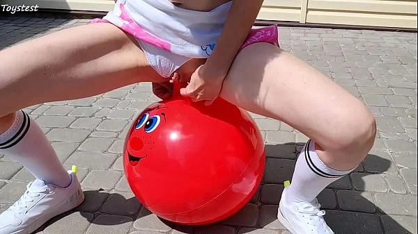 Horny Stepsister Riding Fitness Ball with DOUBLE PENETRATION