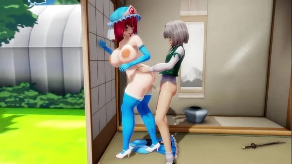 MMD Futanari Sex (Touhou Helping The Gardener!)